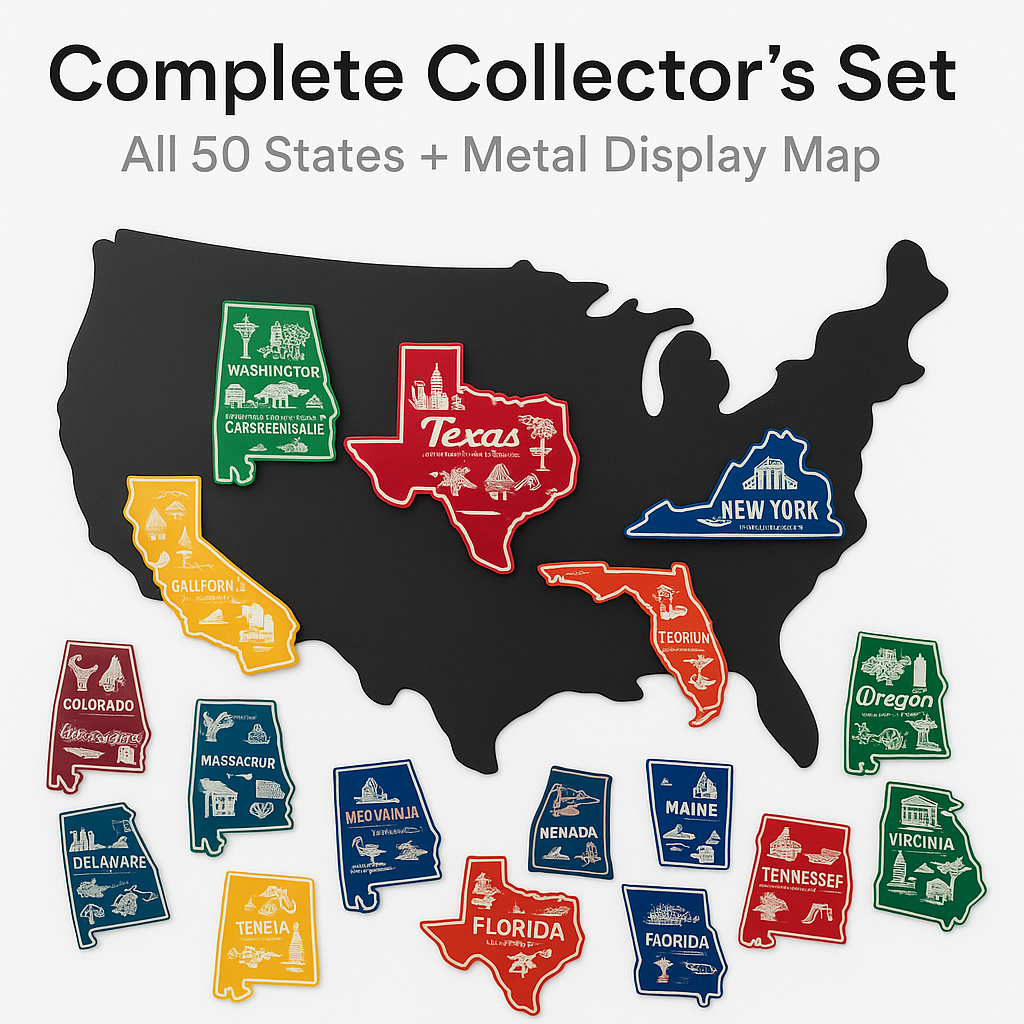 Complete USA Magnet Collector's Set + Metal Map